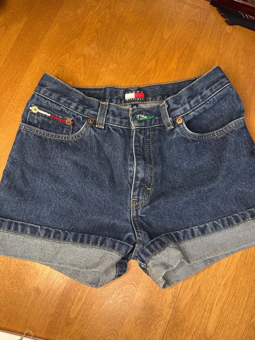 Vintage Tommy Hilfiger Cuffed Hipster Denim Shorts - small xs